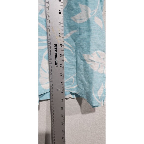 Joe Marlin Hawaiian Button Down Blue & White Short Sleeves Shirt, Size M - Picture 7 of 8